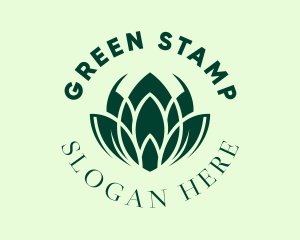 Green Botanical Lotus  logo design