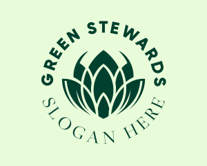 Green Botanical Lotus  logo design