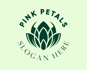 Green Botanical Lotus  logo design