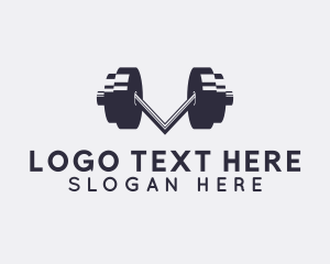 Dumbbells - Letter V Fitness Gym logo design