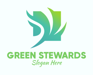 Green Windy Leaves  logo design