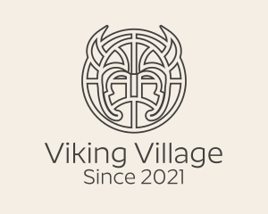 Viking Helmet Horns logo design