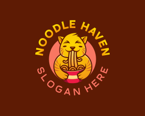 Ramen Noodles Cat logo design