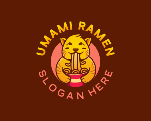 Ramen Noodles Cat logo design