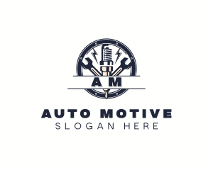 Sparkplug Wrench Mechanic logo design