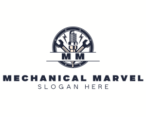 Sparkplug Wrench Mechanic logo design