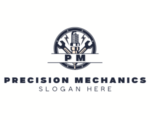 Sparkplug Wrench Mechanic logo design