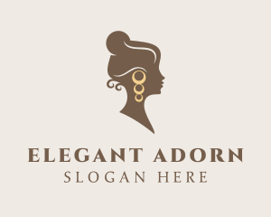 Brown Lady Earrings logo design