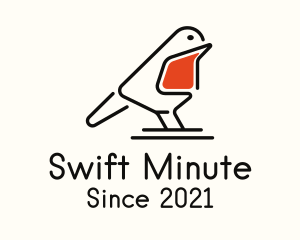 Monoline Robin Bird logo design