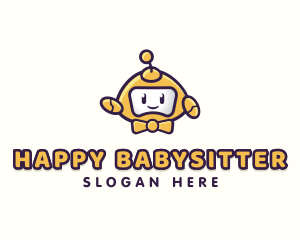 Cute Happy Robot  logo design