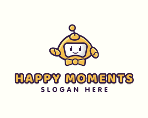 Cute Happy Robot  logo design