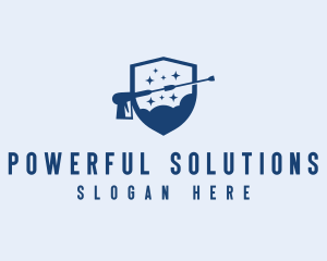 Pressure Washer Cleaning Shield logo design