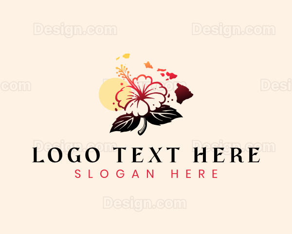 Hibiscus Flower Hawaii Logo