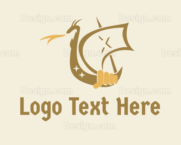 Dragon Medieval Ship Logo