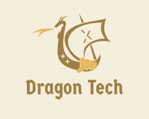 Dragon Medieval Ship  logo design