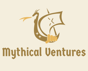 Dragon Medieval Ship  logo design