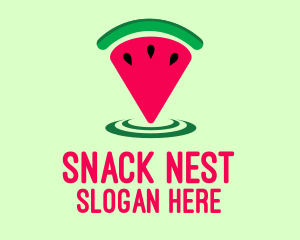 Watermelon Location Pin logo design