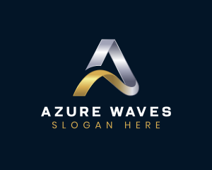 Premium Metallic Wave Letter A logo design