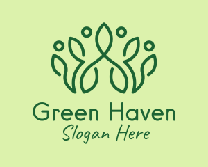 Green Botanical Crown logo design