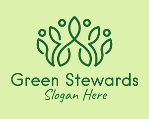 Green Botanical Crown logo design