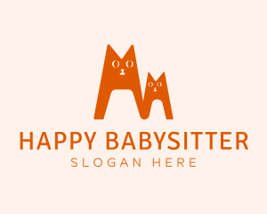 Cat Kitten Family logo design