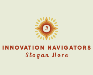 Leaf Navigation Compass logo design