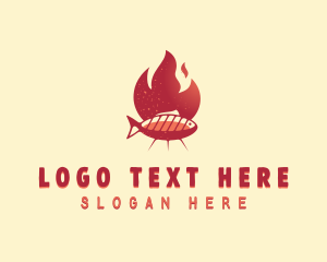 Flaming BBQ Fish Logo