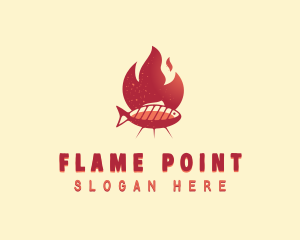 Flaming BBQ Fish logo design