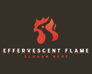 Chicken Rooster Flame logo design