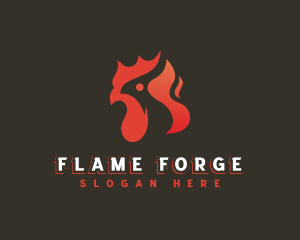 Chicken Rooster Flame logo design