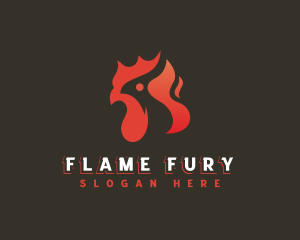 Chicken Rooster Flame logo design