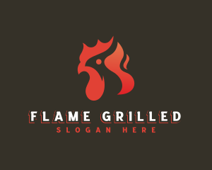 Chicken Rooster Flame logo design