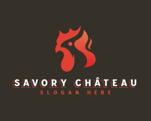 Chicken Rooster Flame logo design