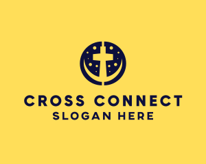 Crescent Christian Cross  logo design