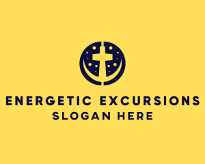 Crescent Christian Cross  logo design