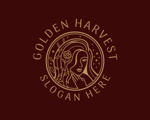 Golden Woman Beauty  logo design