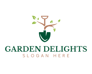 Shovel Garden Plant logo design