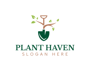 Shovel Garden Plant logo design