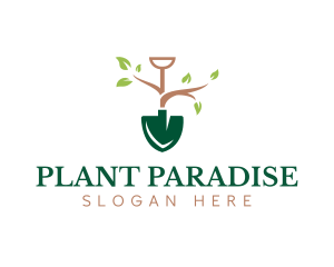 Shovel Garden Plant logo design