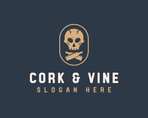 Liquor Bar Pub Skull logo design