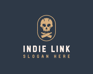 Liquor Bar Pub Skull logo