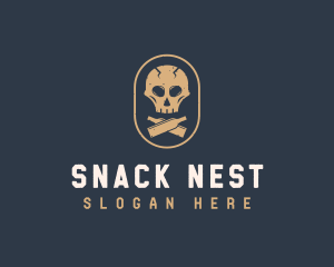 Liquor Bar Pub Skull logo design