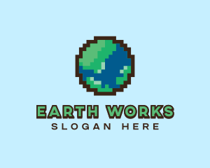 Earth Pixelated World  logo design