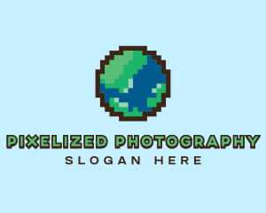 Earth Pixelated World  logo design