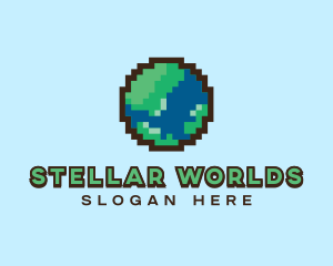 Earth Pixelated World  logo design