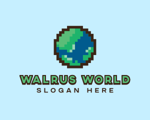 Earth Pixelated World  logo design