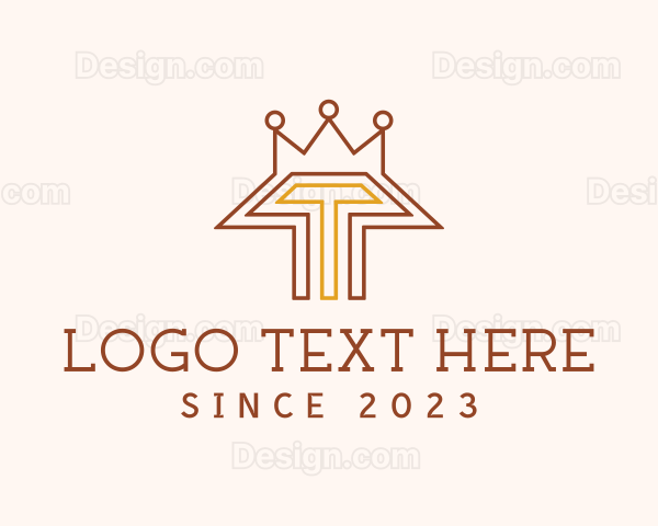 Minimalist Outline Letter T Crown Logo