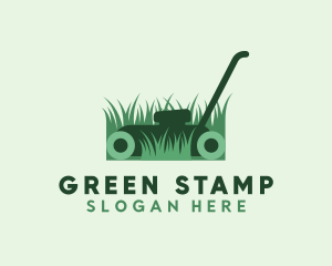 Green Lawn Mower Gardening logo design