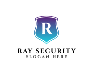 Gradient Blue Shield Security logo design