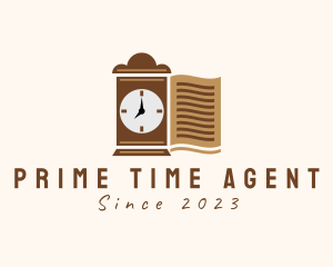 Book Vintage Clock  logo design